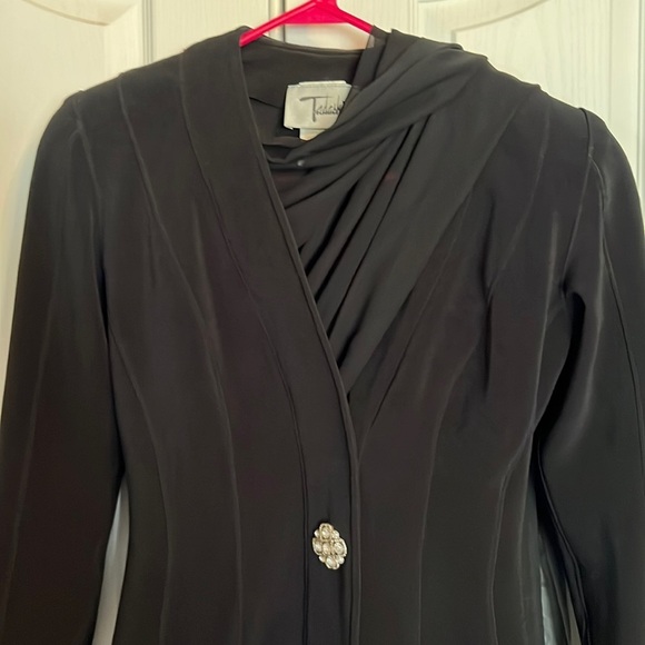 Tadashi NWOTblack cocktail/occasion knee length jacket sheer skirt szS - Picture 5 of 15